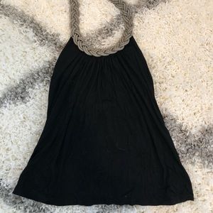 Black halter top with silver neck piece